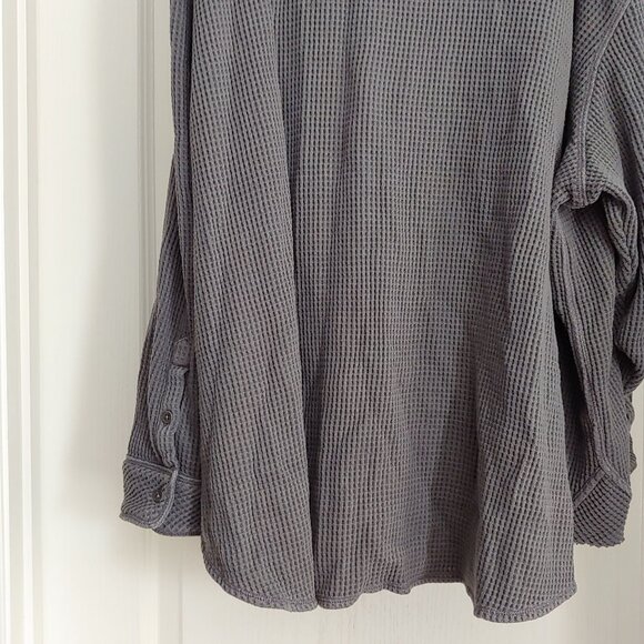 Aerie Women’s Shirt Lumberjack Waffle Knit Oversized Gray Layer Lagom XXL - Picture 12 of 14